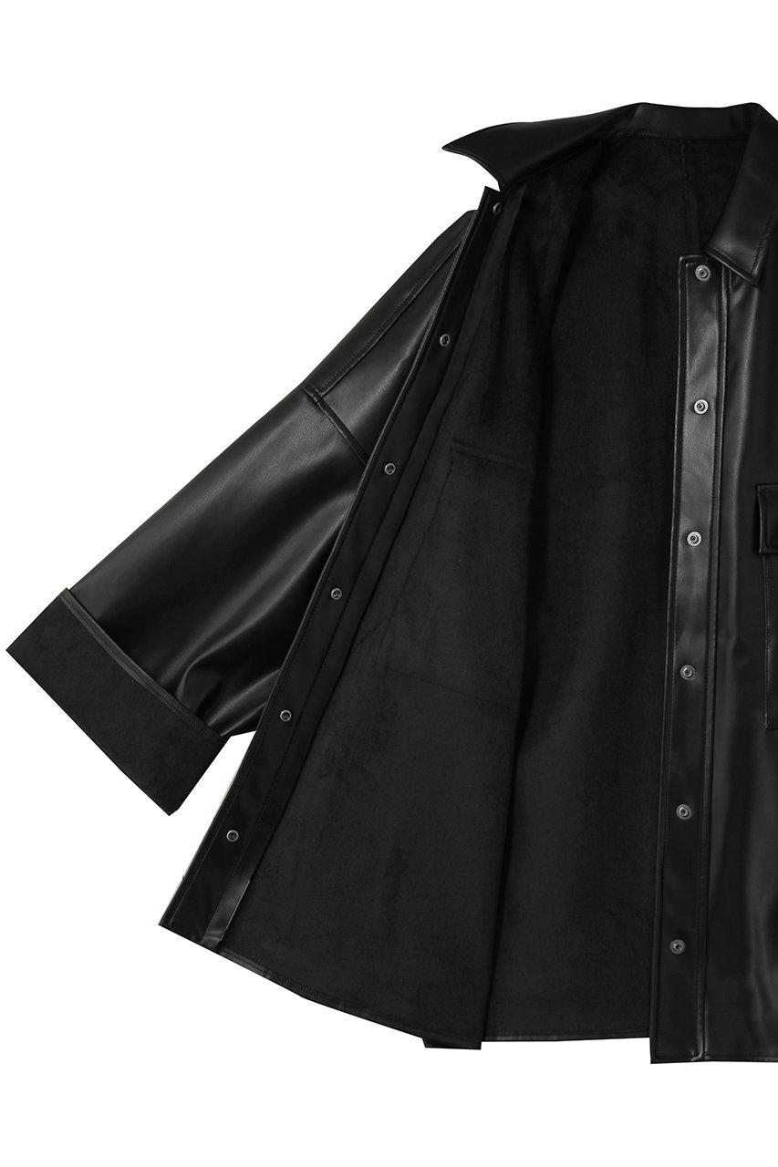 HER.(ハー)｜合皮ビッグCPOジャケット/ブラック の通販｜ELLESHOP