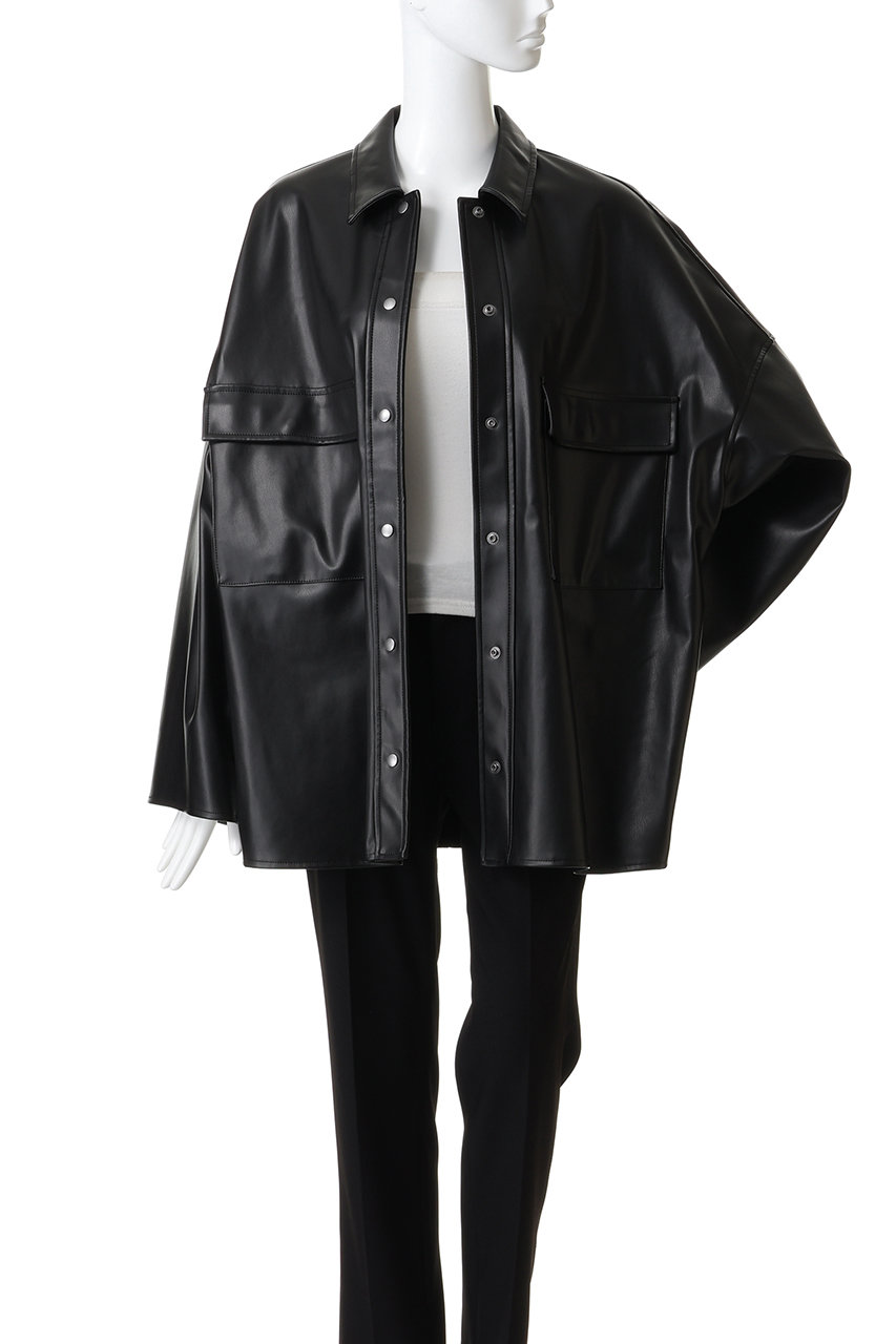 HER.(ハー)｜合皮ビッグCPOジャケット/ブラック の通販｜ELLESHOP