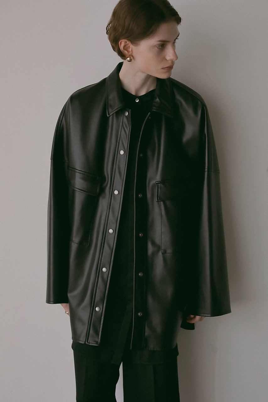 HER.(ハー)｜合皮ビッグCPOジャケット/ブラック の通販｜ELLESHOP