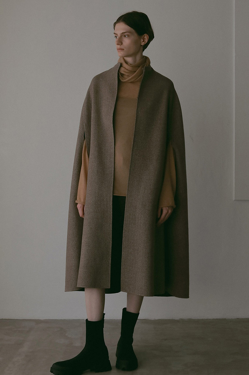 HER.(ハー)｜へリンボンリバーケープ/ブラウン の通販｜ELLESHOP