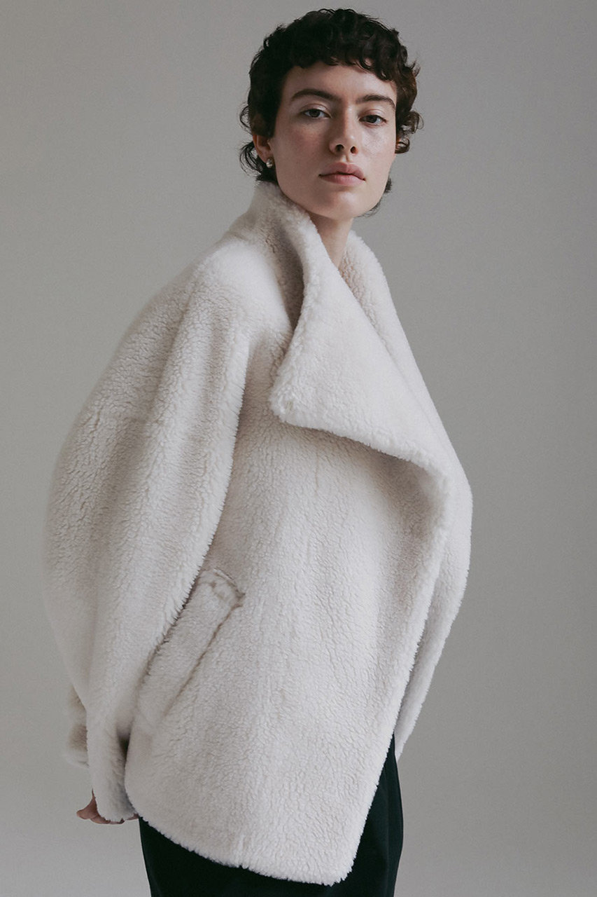 HER.(ハー)｜スタンドカラーボアコート/ホワイト の通販｜ELLESHOP 