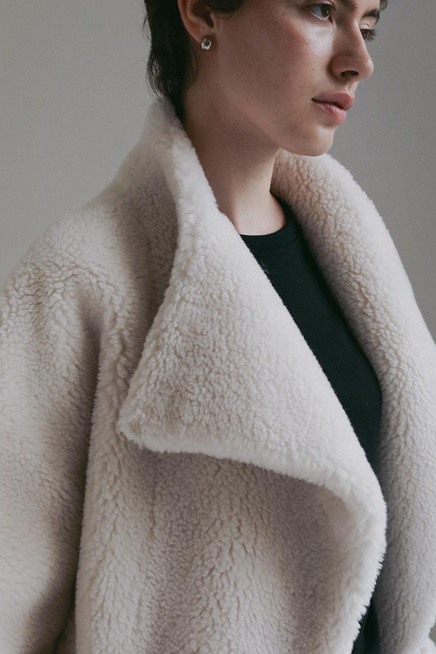 HER.(ハー)｜スタンドカラーボアコート/ホワイト の通販｜ELLESHOP