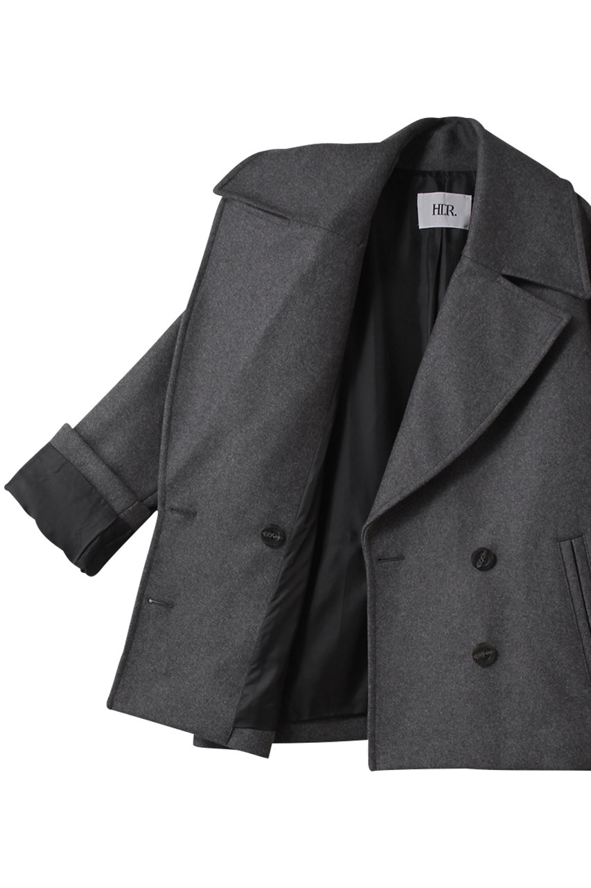 HER.(ハー)｜ビッグカラーコート/チャコールグレー の通販｜ELLESHOP