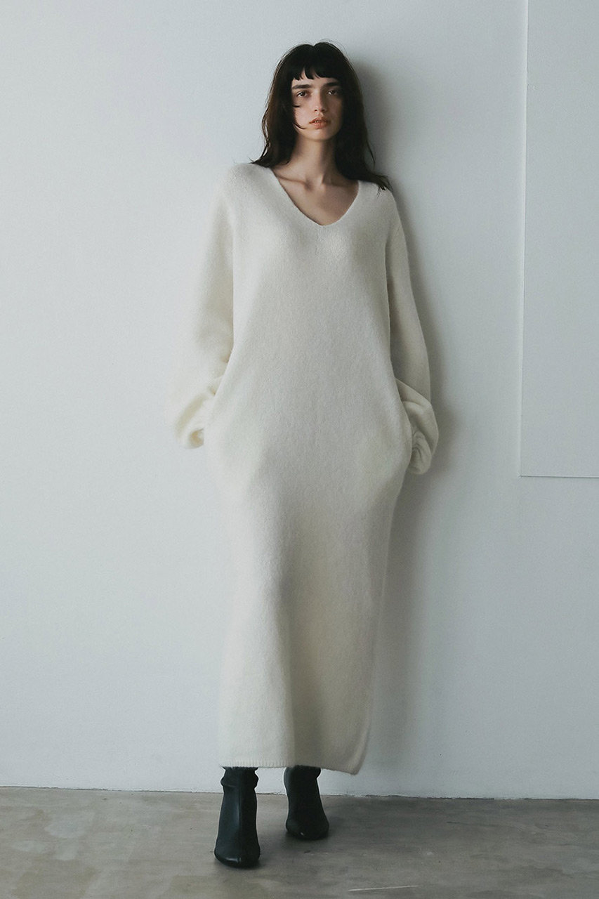 HER.(ハー)｜モヘアブレンドニットワンピース/オフホワイト の通販
