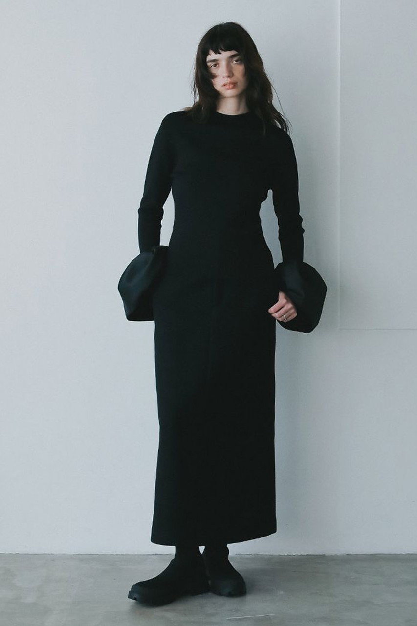 完売品/HER. ハー ボリュームスリーブ ニット カットソー HER.(ハー)｜ボリュームフレアスリーブニットプルオーバー/ブラック の