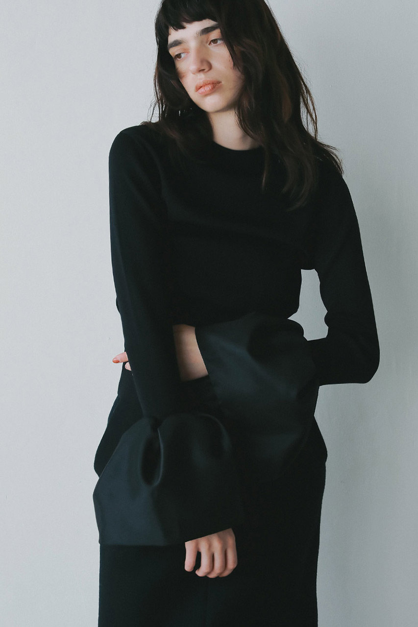 eLLa　エラ　フレア　ボア　ニット　プルオーバー　トップス　ブラック LE CERCLE par rope' ニット セーター ハーフZIPニットプルオーバー