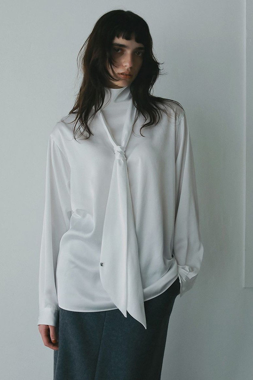 HER.(ハー)｜ヴィンテージサテンリボンブラウス/ホワイト の通販