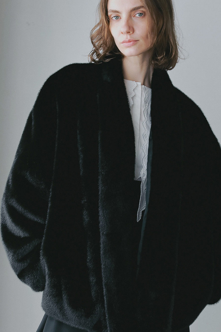 HER. ファーライクショールジャケット HER.(ハー)｜ファーライクショールジャケット/ブラック の通販