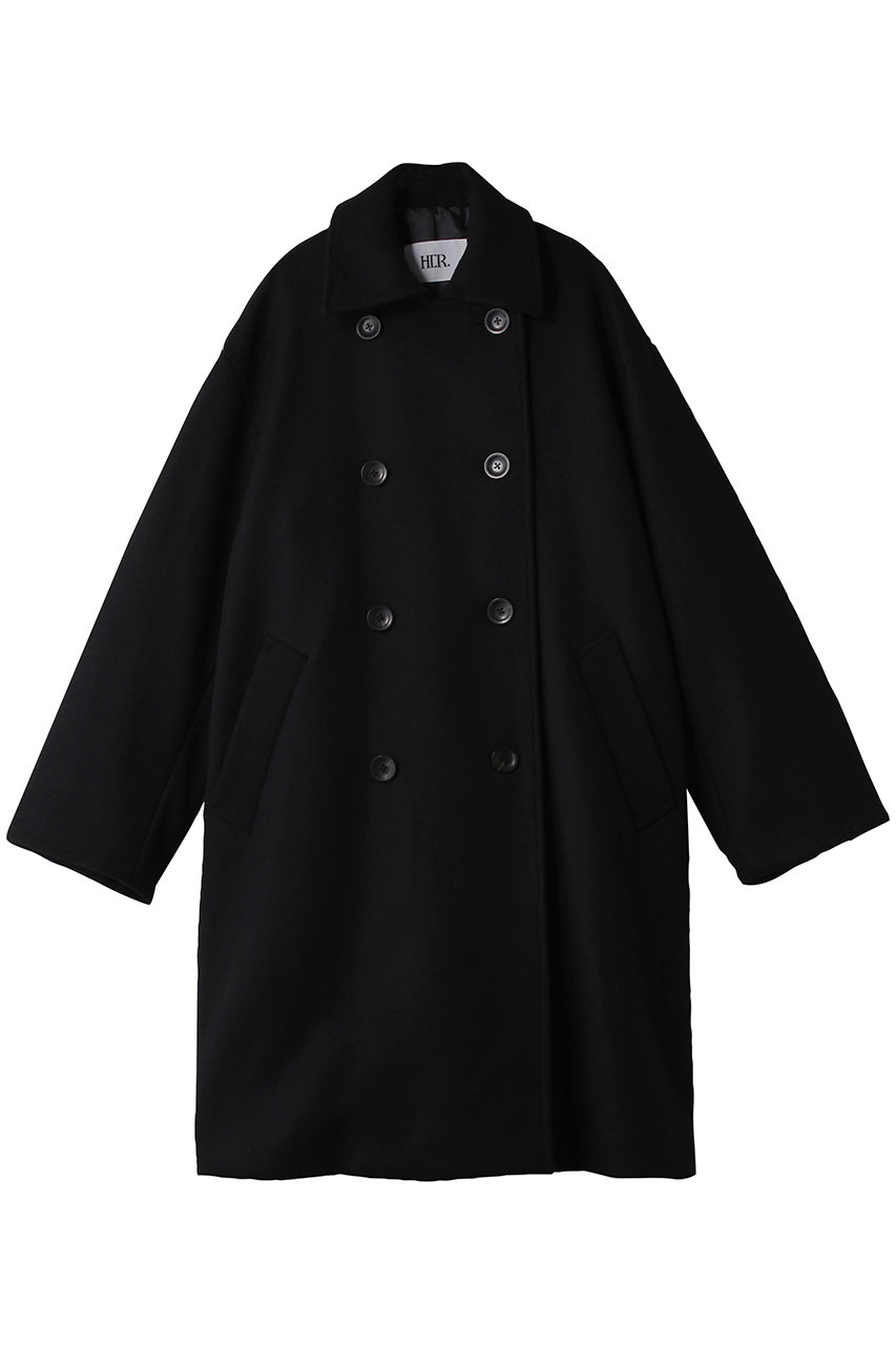 HER. ウールダブルオーバーコート (ブラック, F) ハー ELLE SHOP