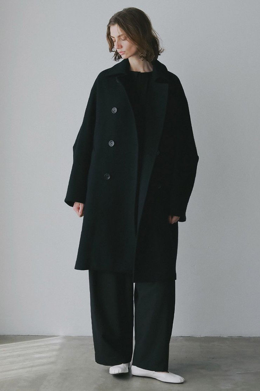 HER.(ハー)｜ウールダブルオーバーコート/ブラック の通販｜ELLESHOP