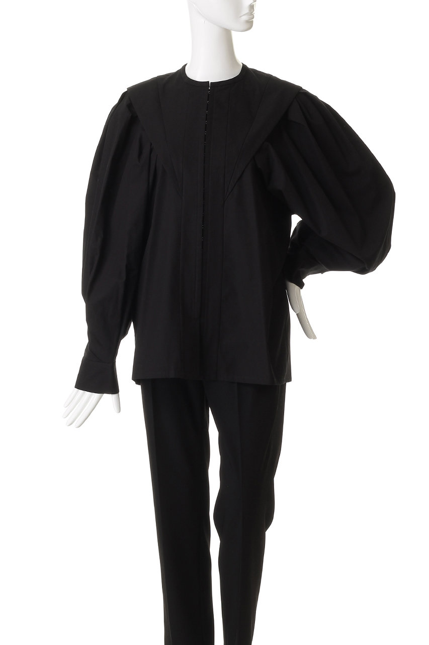 HER.(ハー)｜コットンタックバルーンスリーブブラウス/ブラック の通販