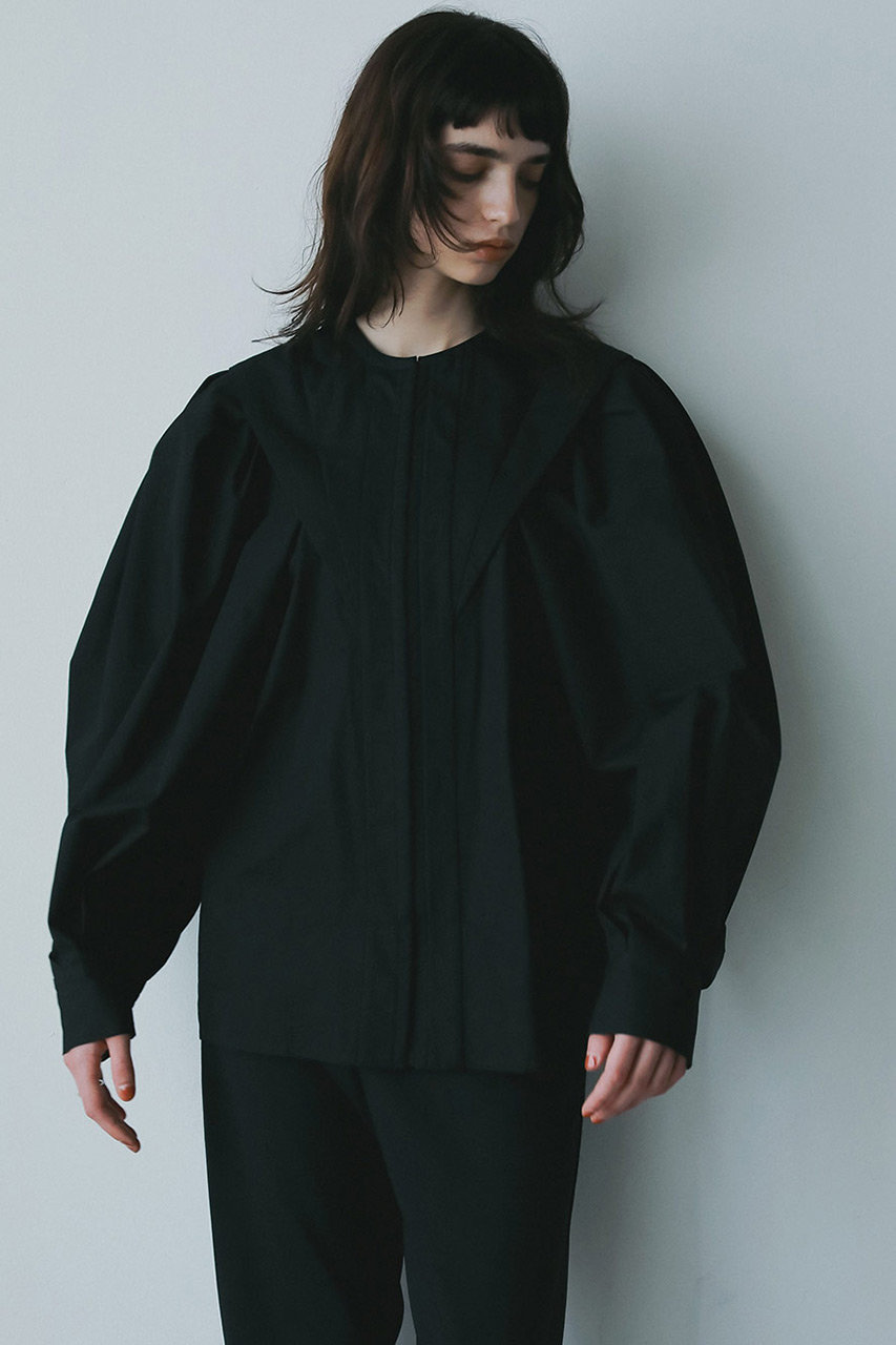 HER.(ハー)｜コットンタックバルーンスリーブブラウス/ブラック の通販