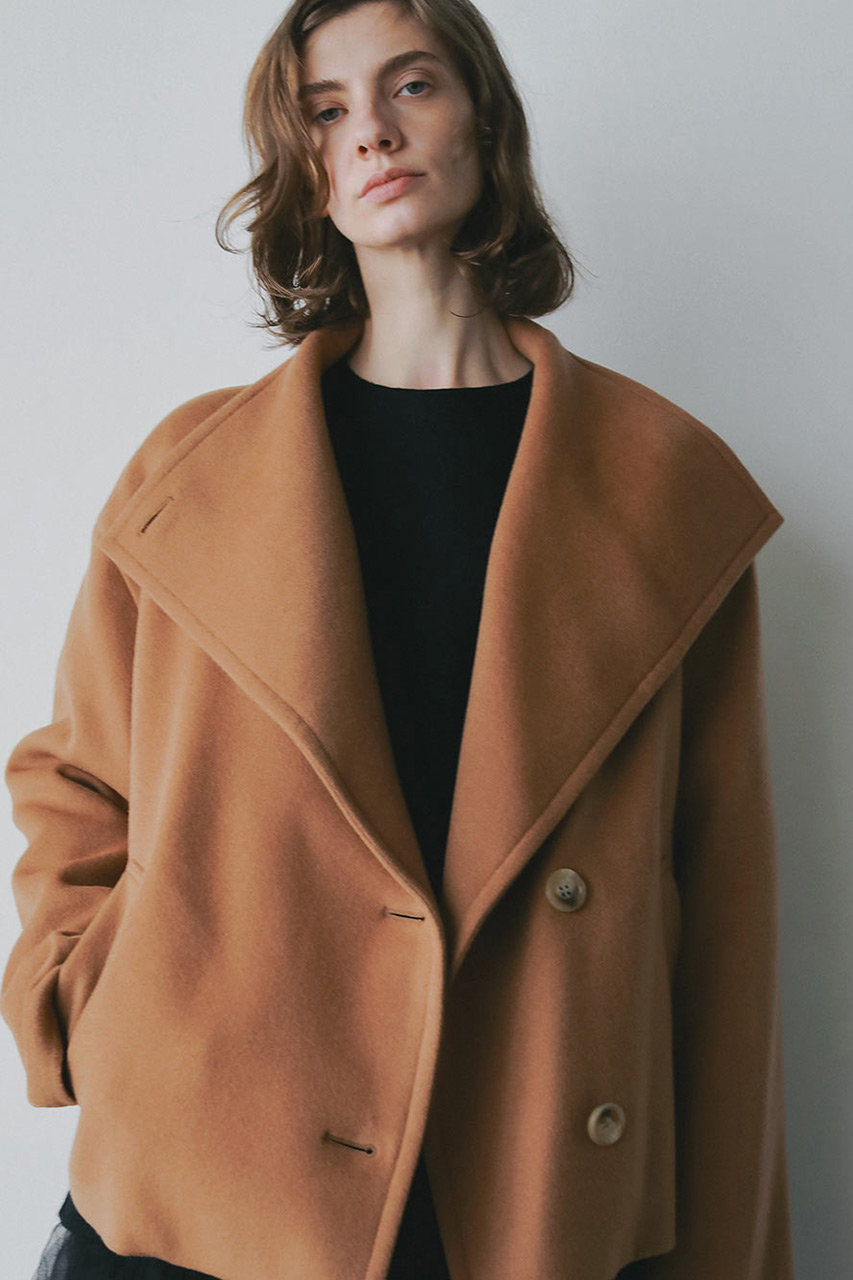 HER. ウールカシミヤリバージャケット (キャメル, F) ハー ELLE SHOP