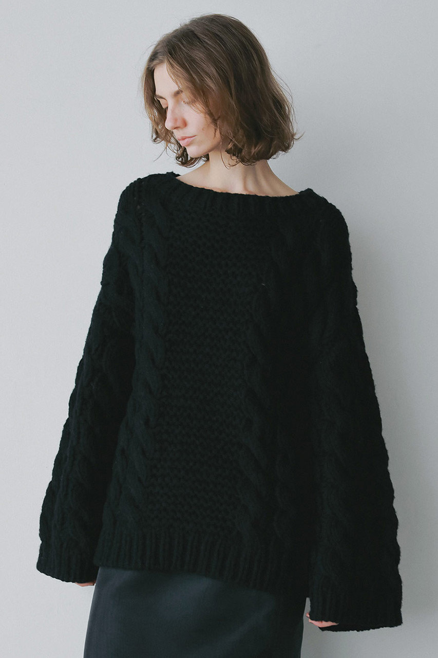 HER.(ハー)｜ハンドケーブルニットプルオーバー/ブラック の通販