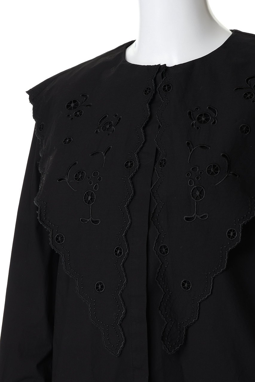 HER.(ハー)｜エンブロイダリーカラーブラウス/ブラック の通販