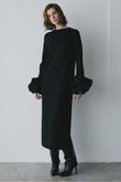 ボリュームスリーブニットワンピース