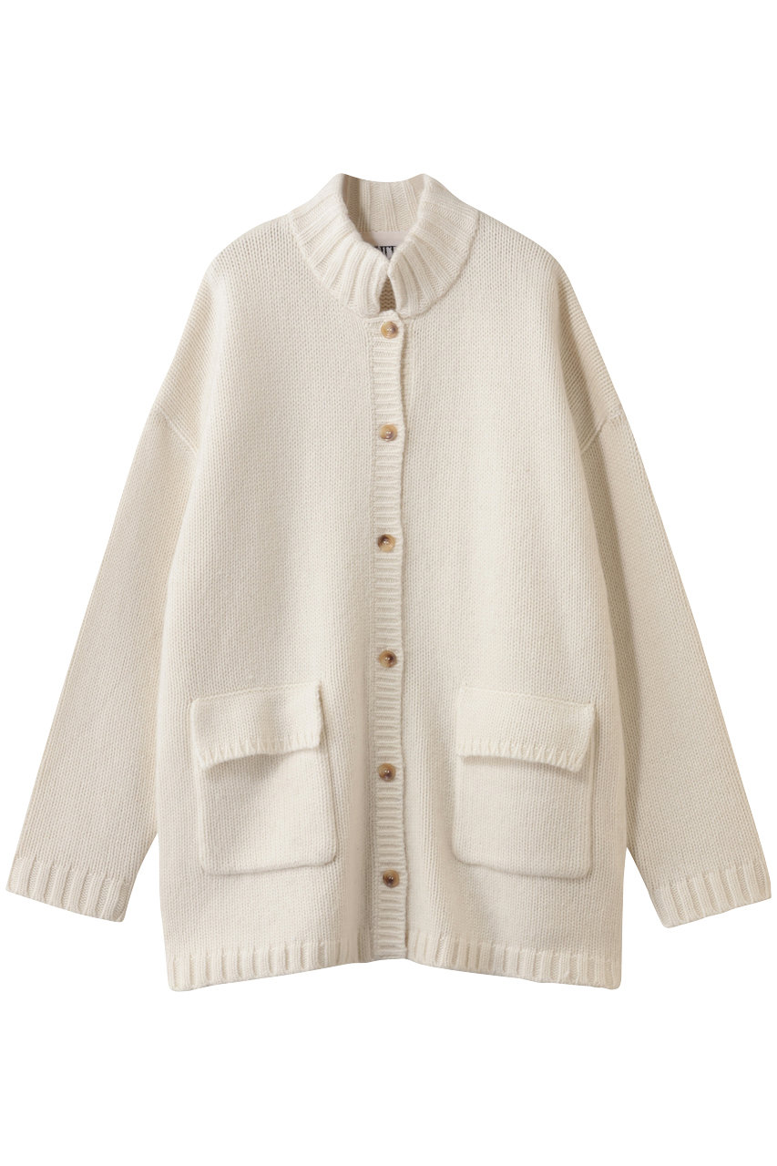 HER.(ハー)｜スタンドカラーニットジャケット/ホワイト の通販