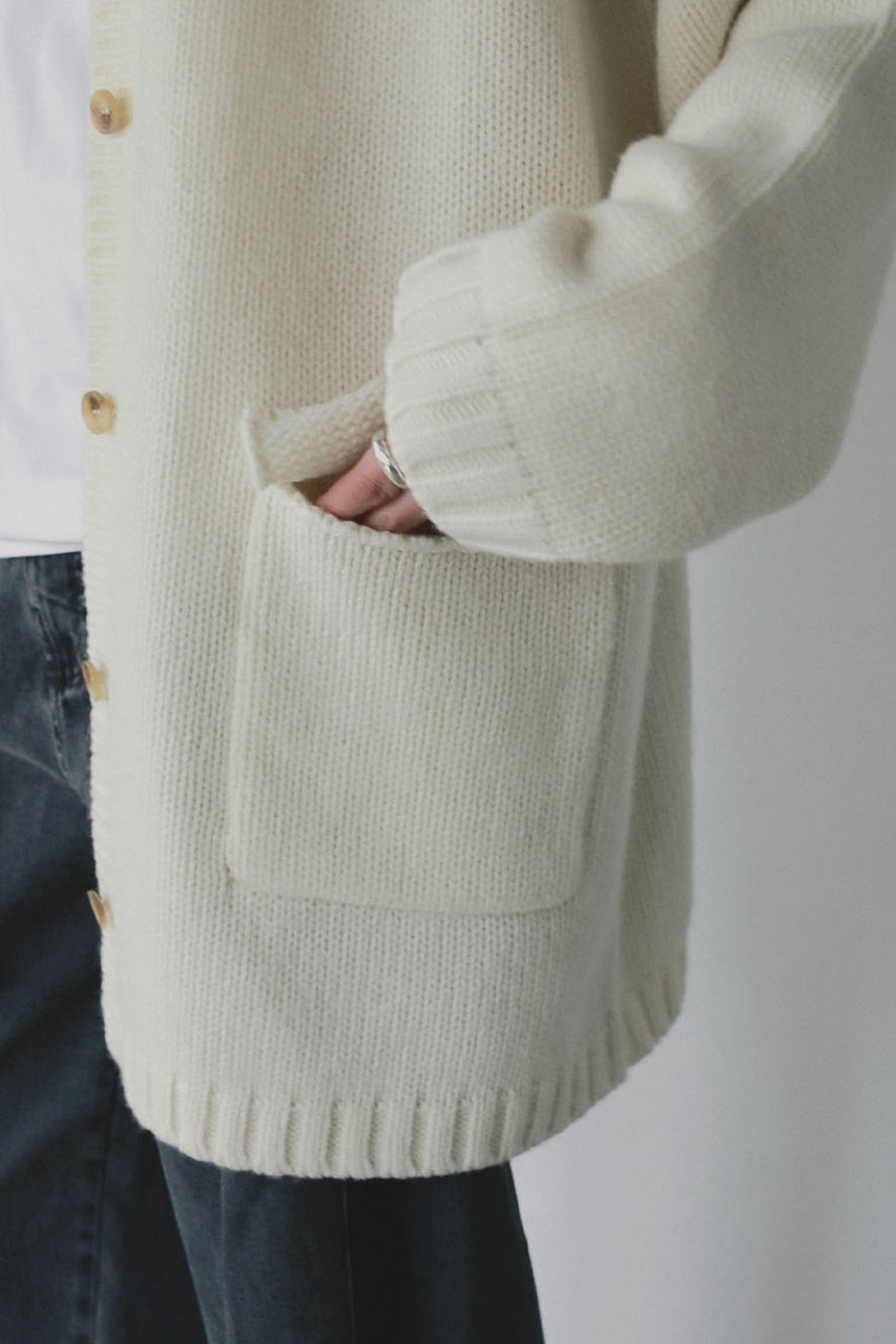 HER.(ハー)｜スタンドカラーニットジャケット/ホワイト の通販