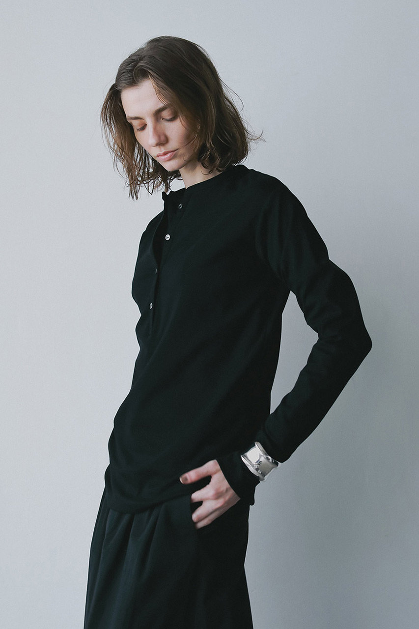 HER.(ハー)｜コットンヘンリーネックプルオーバー/ブラック の通販
