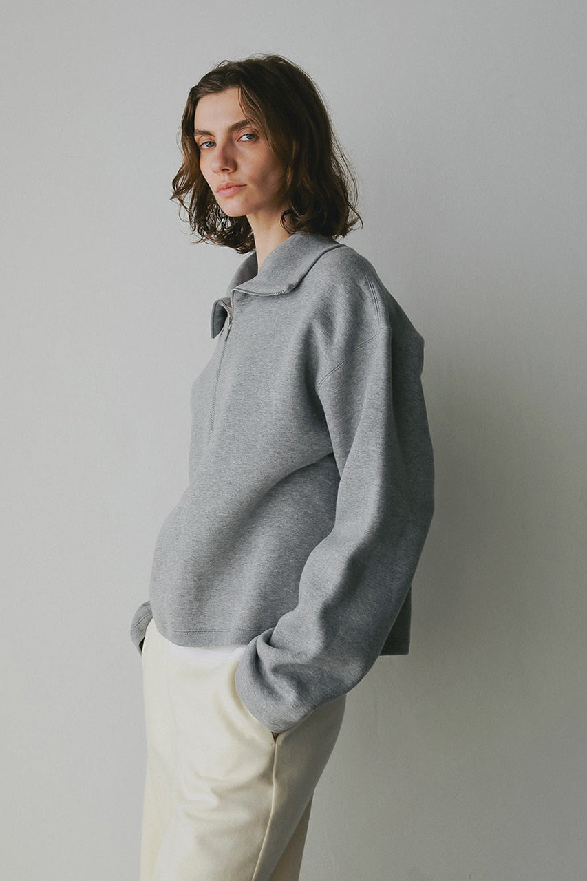 HER.(ハー)｜ビッグカラーハーフジッププルオーバー/グレー の通販