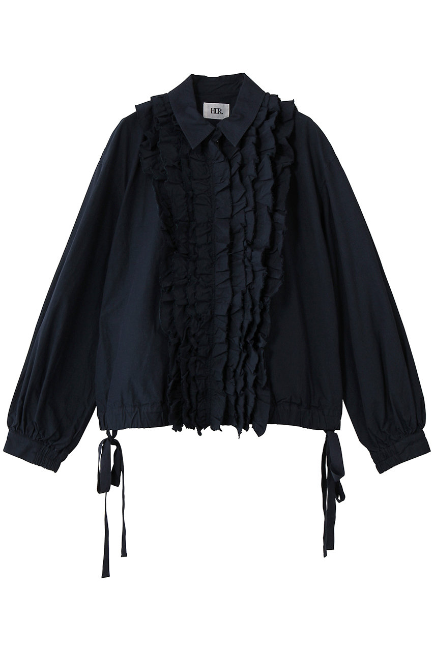 ハー/HER.のコットンリネンフリルブルゾン(ネイビー/7061405)
