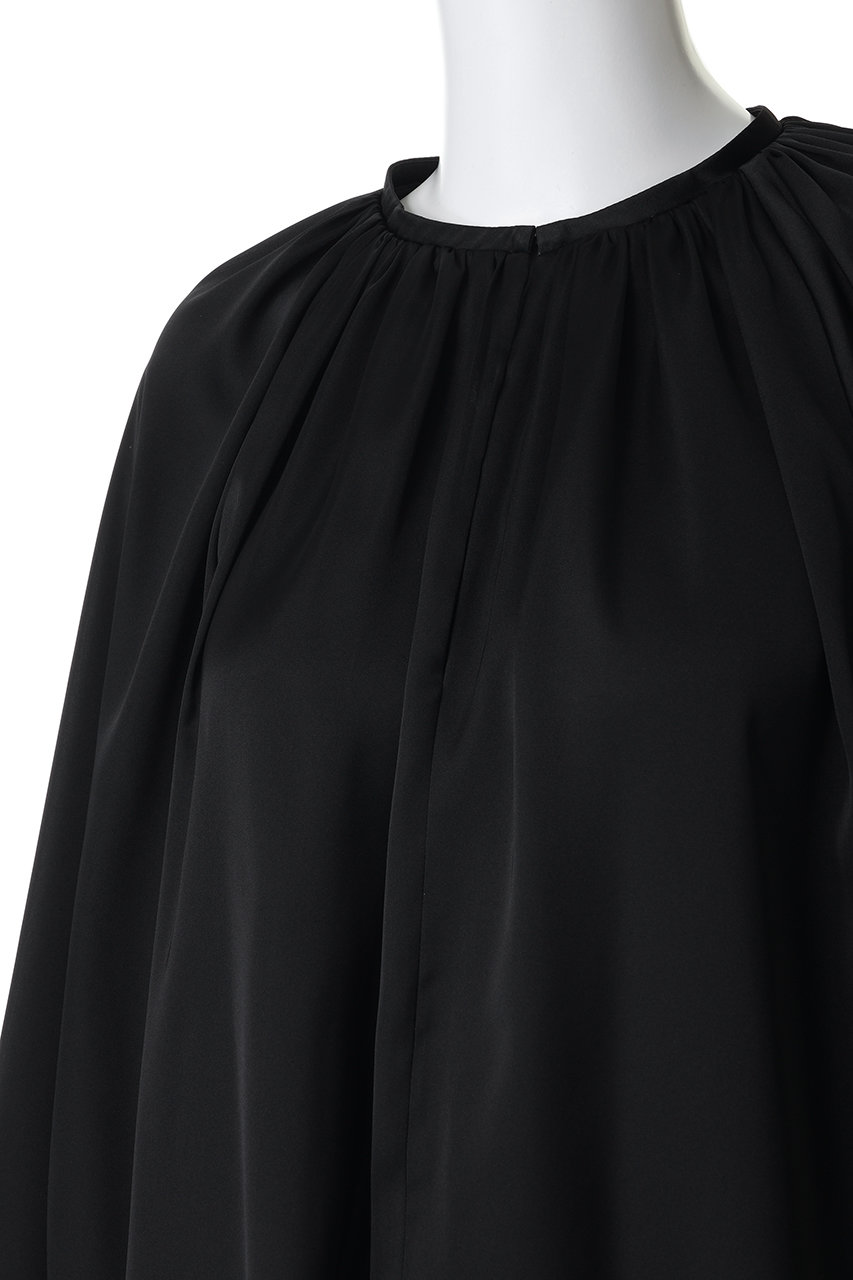 HER.(ハー)｜ギャザーサテンブラウス/ブラック の通販｜ELLESHOP