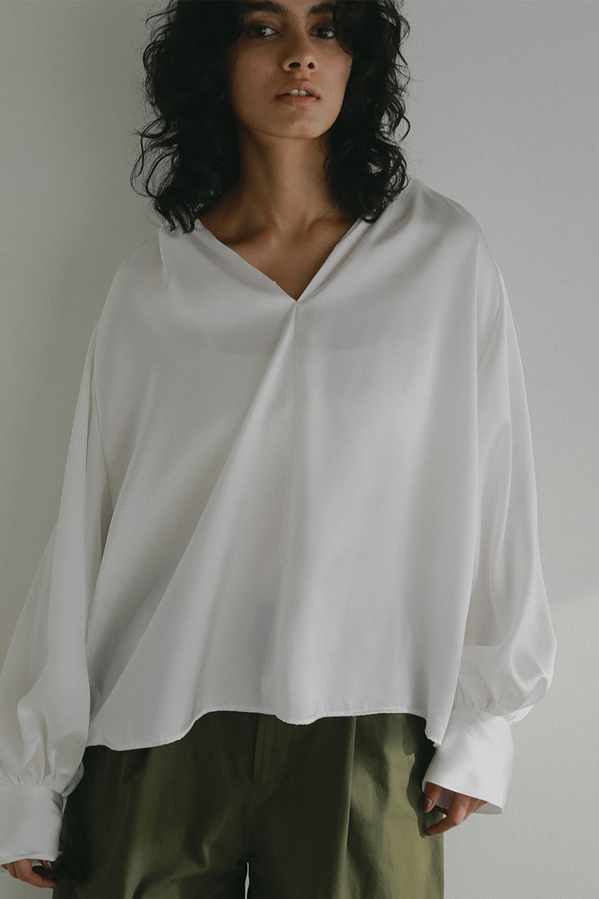 ハー/HER.のギャザーサテンブラウス(オフホワイト/7061700)