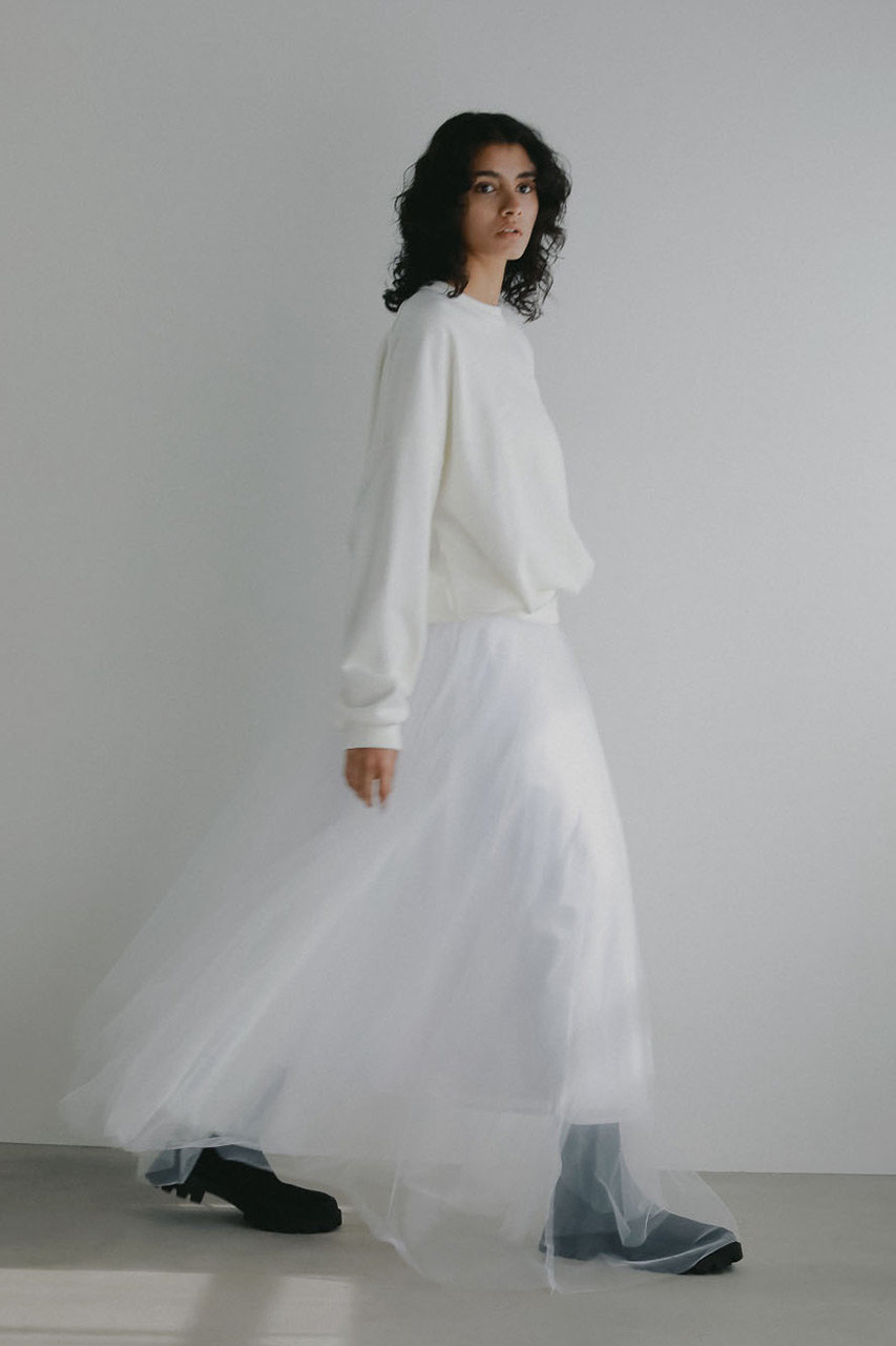 ホワイト チュールスカート HER.(ハー)｜Aラインチュールスカート/ホワイト の通販｜ELLESHOP