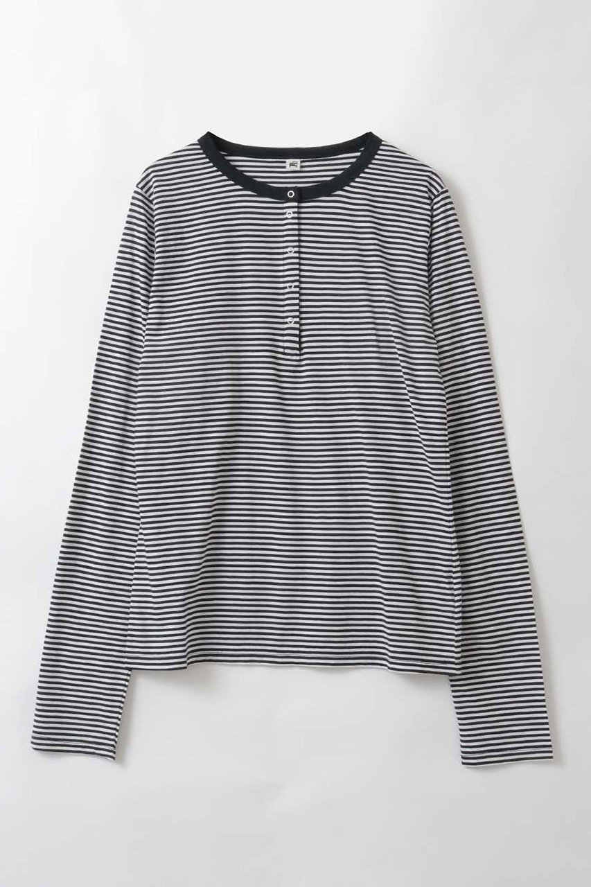 ハー/HER.のヘンリーネックボーダーカットプルオーバー(ブラック/7061601)