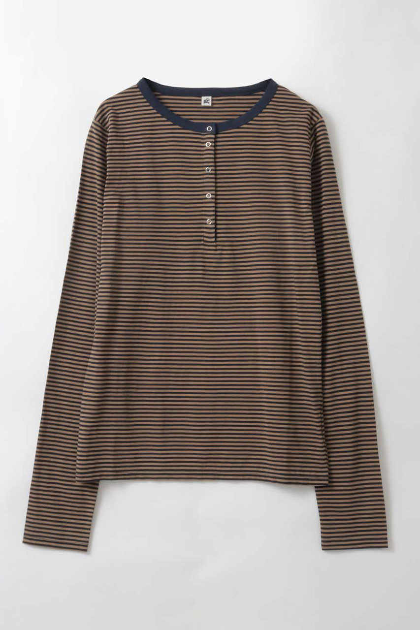 ハー/HER.のヘンリーネックボーダーカットプルオーバー(キャメル/7061601)