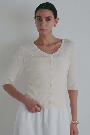 ハー/HER.の【4/16 12:00販売開始】リネン混リブカーディガン(110100/110102)