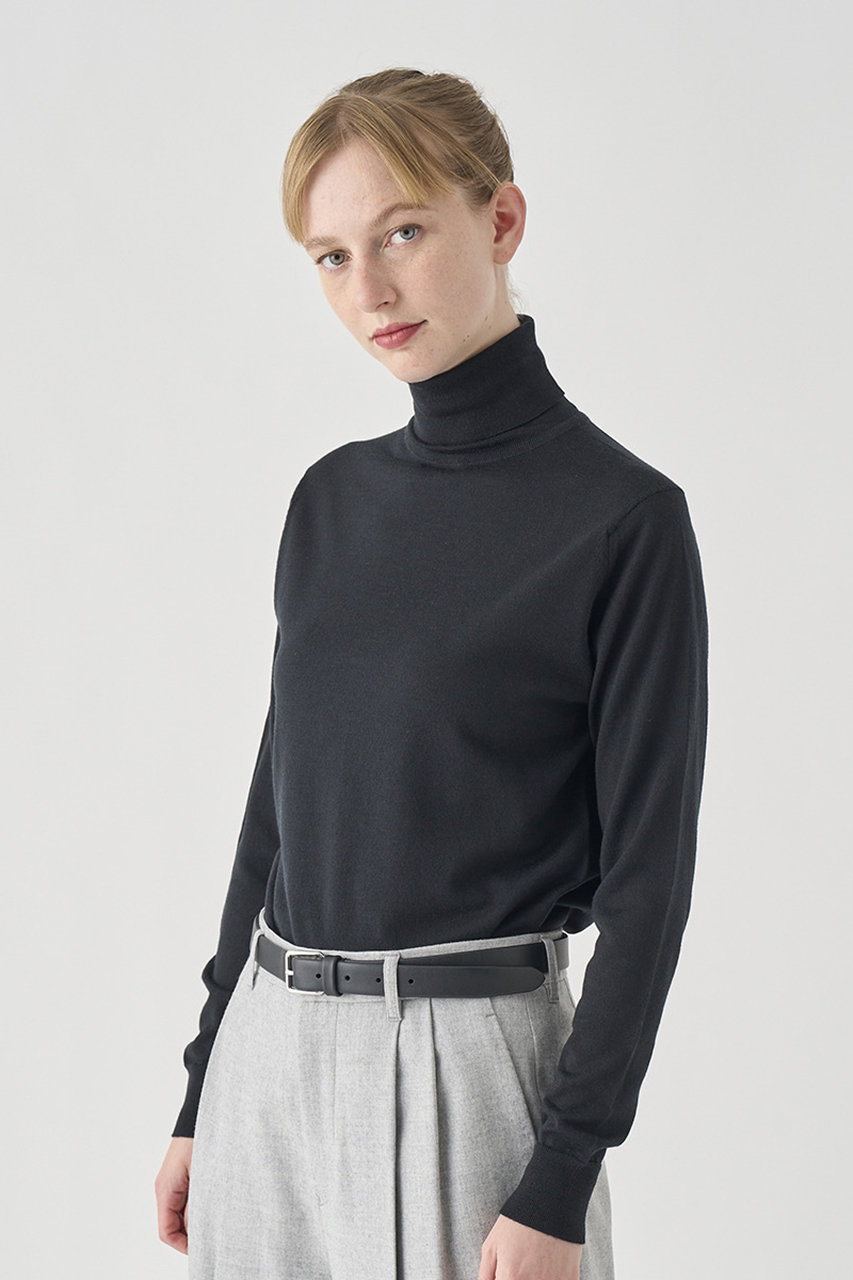 JOHN SMEDLEY(ジョン スメドレー)｜ LENA | タートルネック長袖プルオーバー | 30G MODERN FIT/BLACK  の通販｜ELLESHOP・(エル・ショップ)