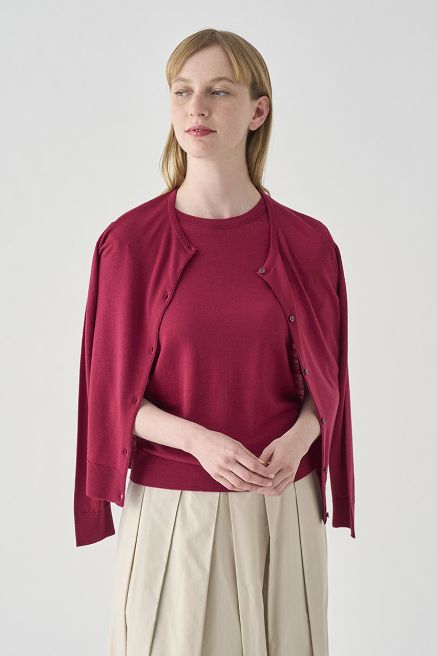 ジョンスメドレー/JOHN SMEDLEYのクルーネック長袖カーディガン | MILLY | 30G MODERN FIT(RASPBERRY/L0248MILLY0)