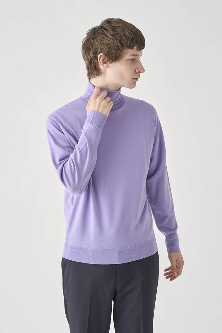 ジョンスメドレー/JOHN SMEDLEYの【MEN】タートルネック長袖ニットプルオーバー | LEVINE | 30G MODERN FIT(COSMIC VIOLET/L0246LEVIN0)