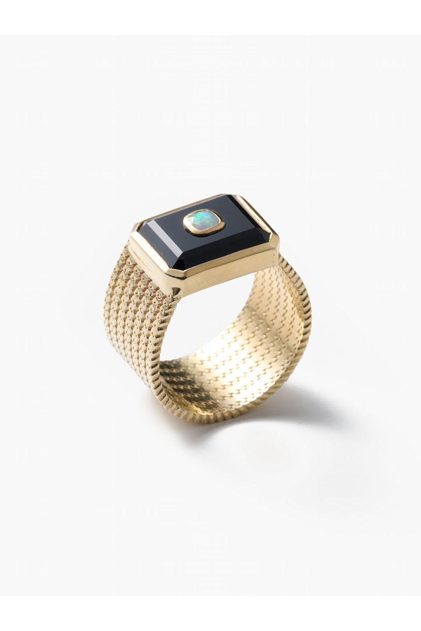 ESCAPERS AN OTHER WORLD 【Pascale Monvoisin】ANTON N°2 リング (ブラックオニキス） (イエローゴールド, EU54（約14号）) エスケーパーズ アナザーワールド ELLE SHOP