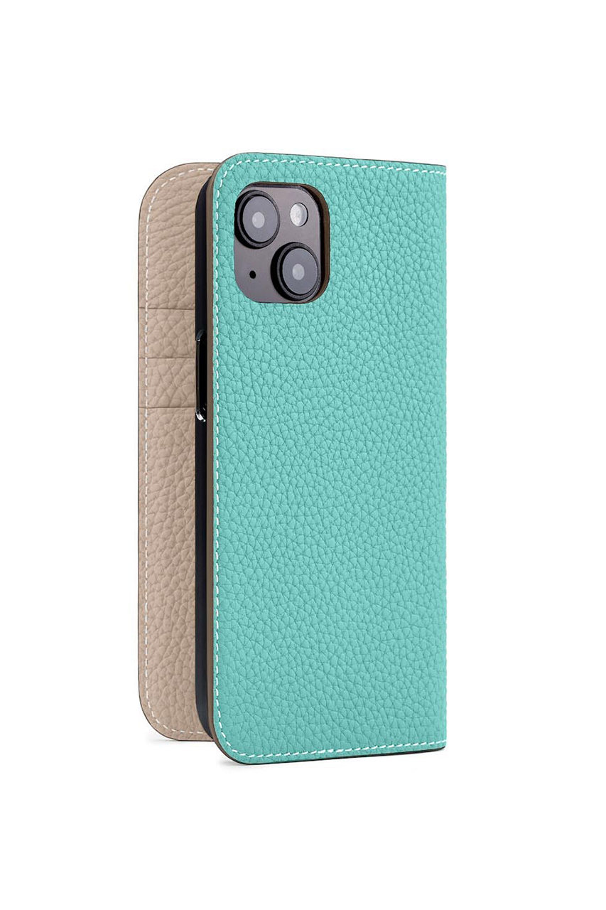 BONAVENTURA iPhone15 ダイアリーケース シュリンクレザー (アトールブルー x グレージュ, 15Pro) ボナベンチュラ ELLE SHOP BONAVENTURA iPhone15 ダイアリーケース シュリンクレザー (アトールブルー x グレージュ, 15Pro) ボナベンチュラ ELLE SHOP