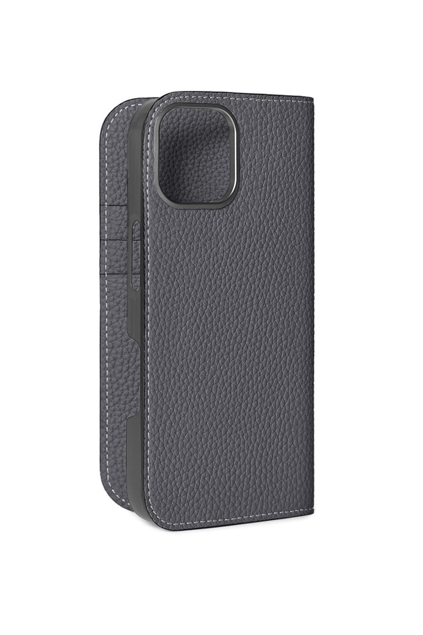 ボナベンチュラ/BONAVENTURAの【UNISEX】iPhone16 ダイアリーケース シュリンクレザー(チャコールグレー/BODT16P-BC)