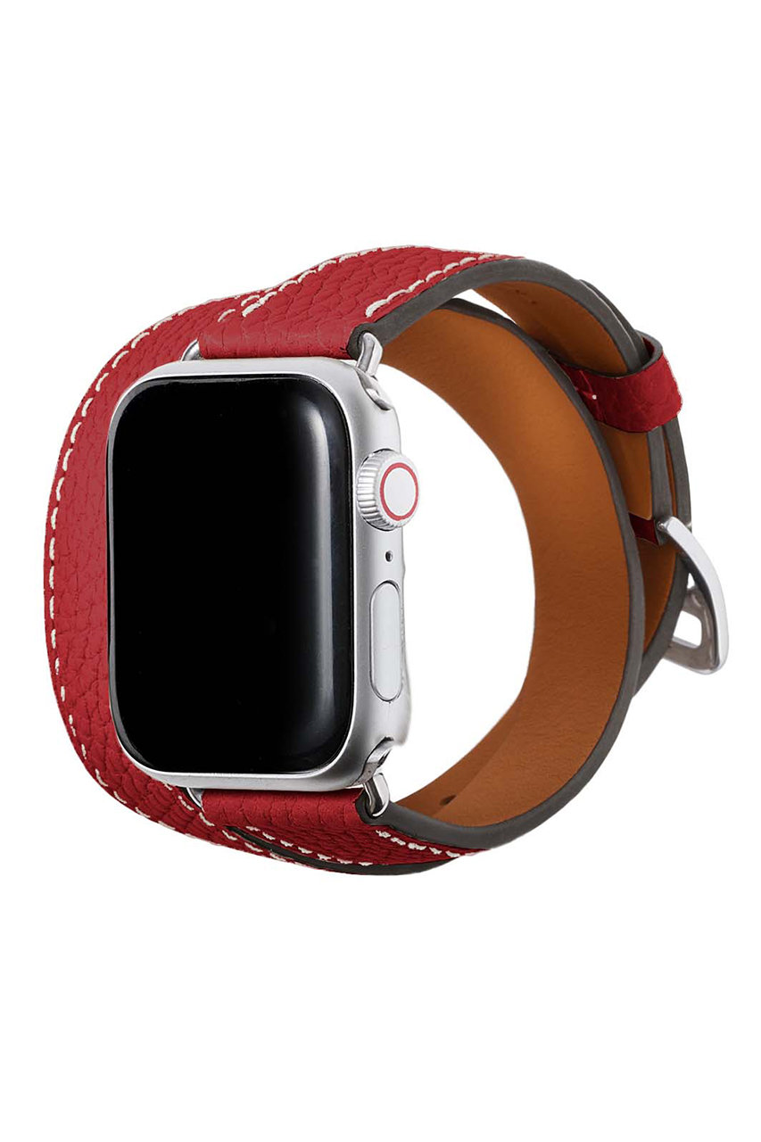 ボナベンチュラ/BONAVENTURAのダブルトゥール Apple Watch レザーバンド シュリンクレザー (アダプター：シルバー)(レッド/T40SDTSV-OR)