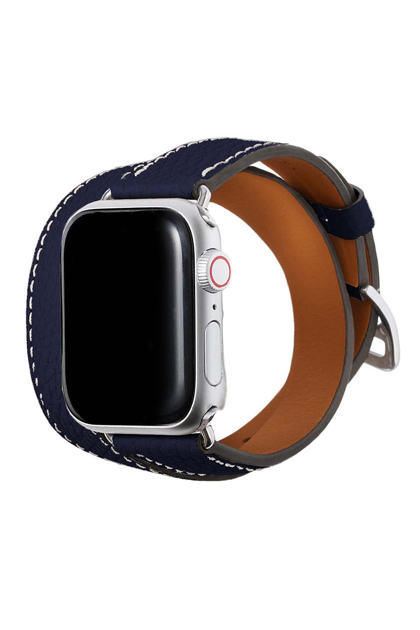 ボナベンチュラ/BONAVENTURAのダブルトゥール Apple Watch レザーバンド シュリンクレザー (アダプター：シルバー)(ネイビー/T40SDTSV-OR)