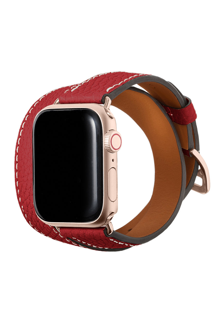 ボナベンチュラ/BONAVENTURAのダブルトゥール Apple Watch レザーバンド シュリンクレザー (アダプター：ゴールド)(レッド/T40SDTRG-OR)