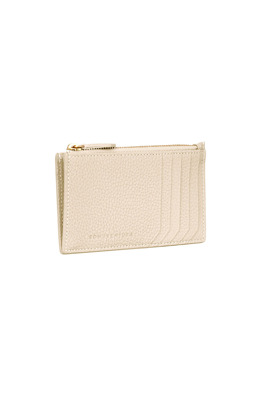 BONAVENTURA ミニジップ ウォレット シュリンクレザー (アイボリー x エトープ, F) ボナベンチュラ ELLE SHOP