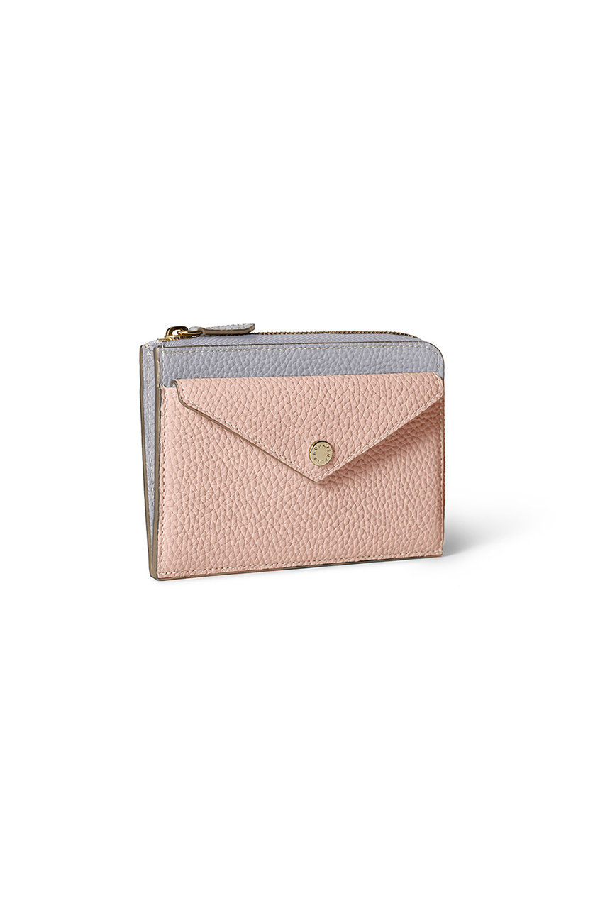 BONAVENTURA エンベロープミニジップウォレット (トゥルーグレー×アーモンドピンク, F) ボナベンチュラ ELLE SHOP