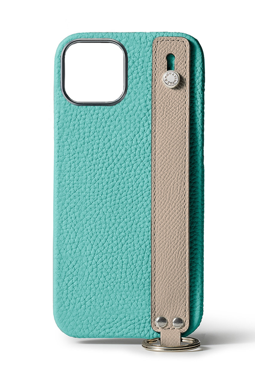 BONAVENTURA 【UNISEX】ハンドル付き バックカバーケース シュリンクレザー (アトールブルー x グレージュ, 15Pro) ボナベンチュラ ELLE SHOP BONAVENTURA 【UNISEX】ハンドル付き バックカバーケース シュリンクレザー (アトールブルー x グレージュ, 15Pro) ボナベンチュラ ELLE SHOP