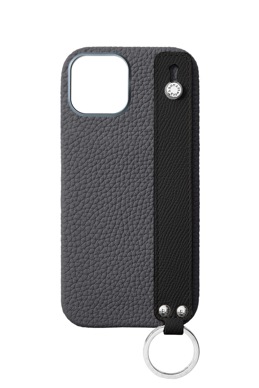 ボナベンチュラ/BONAVENTURAのiPhone17 ハンドル付き バックカバーケース シュリンクレザー(チャコール×ブラック/BWHT17-ORCG)