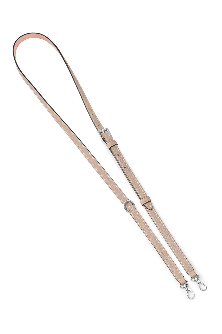 ボナベンチュラ/BONAVENTURAのDリング付き アジャスタブル ショルダー ストラップ シュリンクレザー (シルバー)(グレージュ×ベイビーピンク/BSRT9-GGBP)