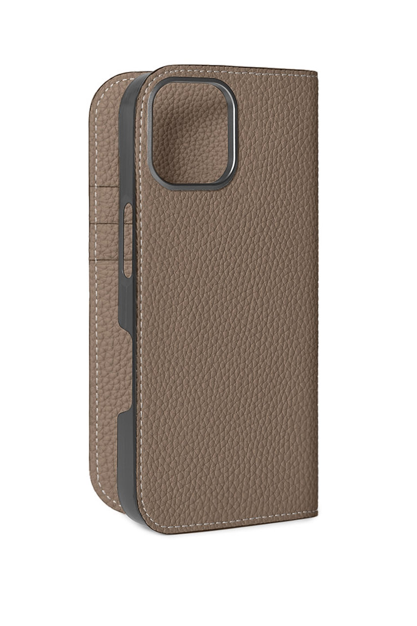 ボナベンチュラ/BONAVENTURAのiPhone17 ダイアリーケース シュリンクレザー(エトープ/BODT17P-BC)