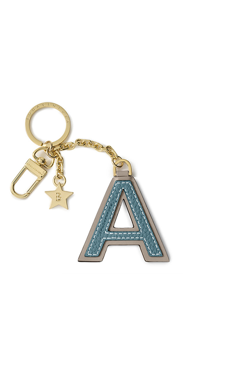ボナベンチュラ/BONAVENTURAのイニシャルチャーム キーホルダー (A)(シアン×グレージュ/BKHT4A-YEET)