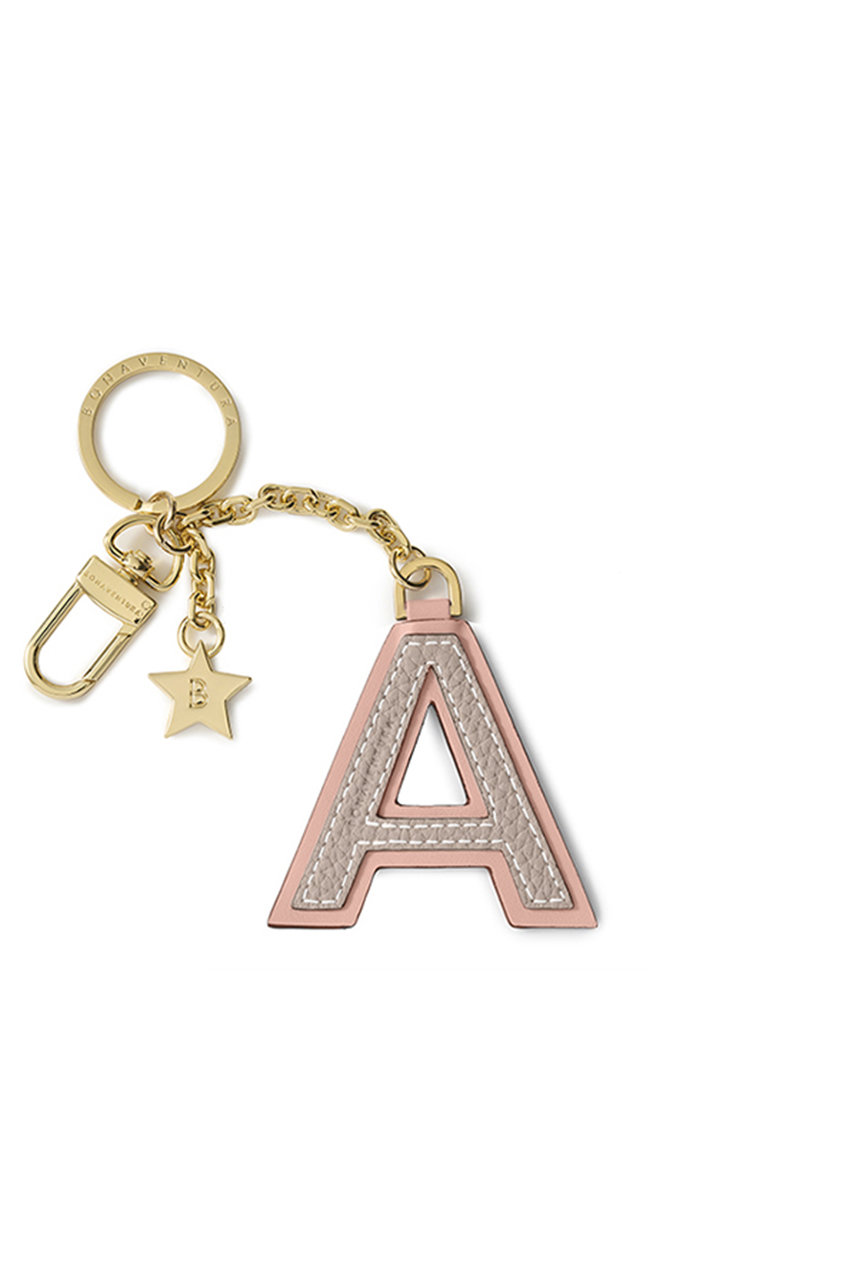 ボナベンチュラ/BONAVENTURAのイニシャルチャーム キーホルダー (A)(グレージュ×ベイビーピンク/BKHT4A-YEET)