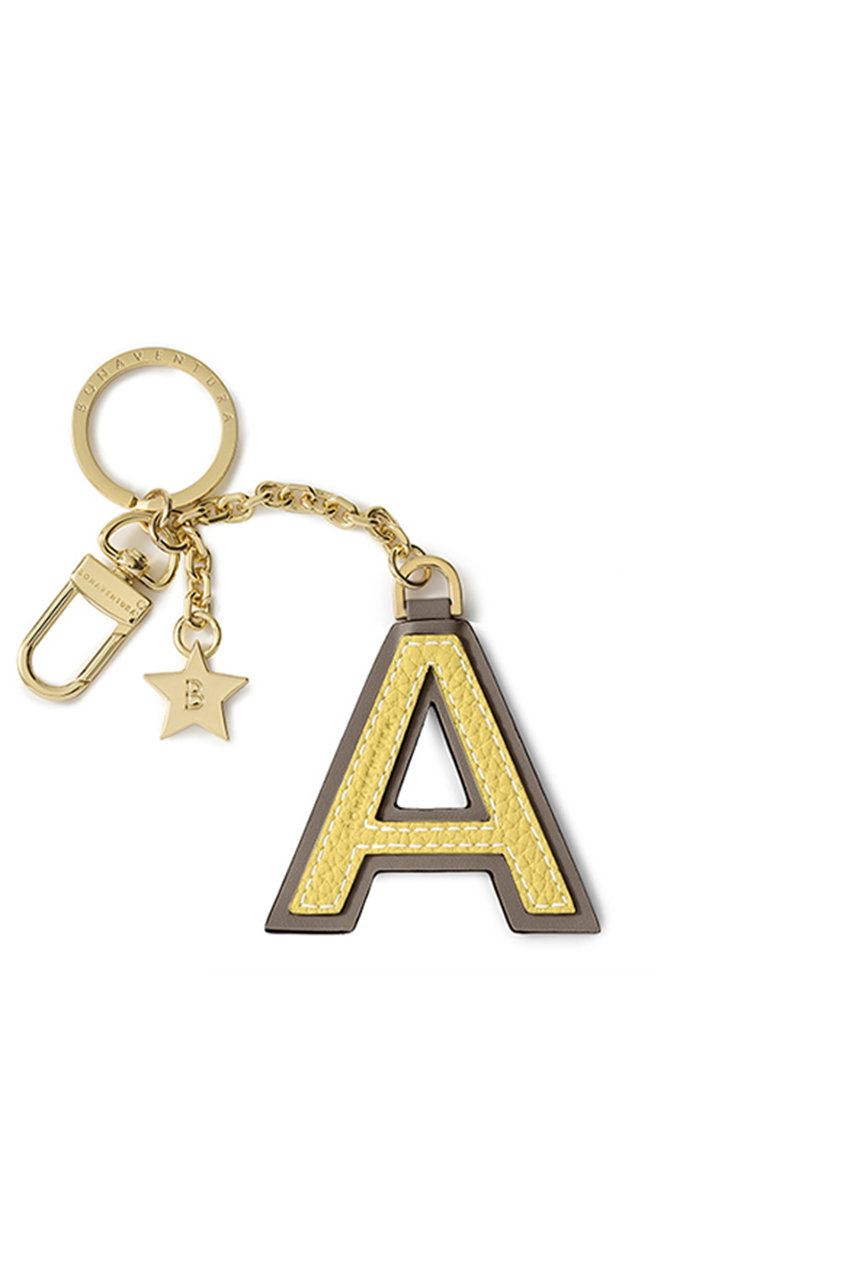 ボナベンチュラ/BONAVENTURAのイニシャルチャーム キーホルダー (A)(イエロー×エトープ/BKHT4A-YEET)