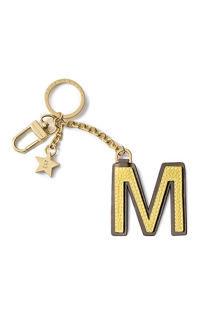 ボナベンチュラ/BONAVENTURAのイニシャルチャーム キーホルダー (M)(イエロー×エトープ/BKHT4M-YEET)